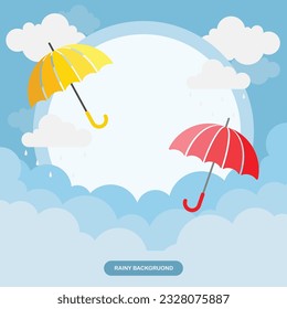 Monsoon Sale Poster. Monsoon Sale banner. Discount, Offers. monsoon season background. rainy day concept. rainy season. rainy background. rain. Umbrella. template, card, flyer. vector illustration.