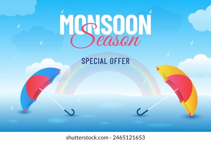 Monsoon sale poster. Monsoon sale banner, Discount, Offers, Monsoon season background