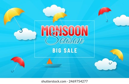 Monsoon sale poster. Monsoon sale banner, Discount, Offers, Monsoon season background