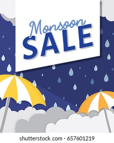 Monsoon Sale poster layout. Template vector background.