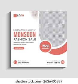 Monsoon Sale Social Media Post Template Design
