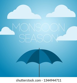 Monsoon Season April Showers Vector Template Design Illustration Icon