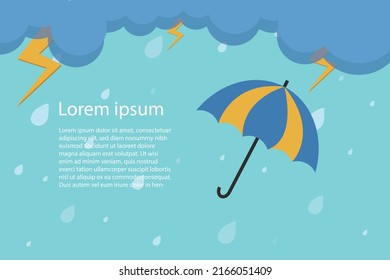 Monsoon season background with cloud rain and umbrella business financial marketing advertisement concept .