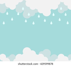 Monsoon season background template with cloud and rain for banner poster flyer or advertising. Flat design for business financial marketing banking sale advertisement concept cartoon illustration.