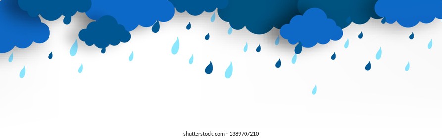 Monsoon season with colorful umbrellas, paper-art layering concept based clouds. - Vector with monsoon elements and offer text like cloud,rain and sky.