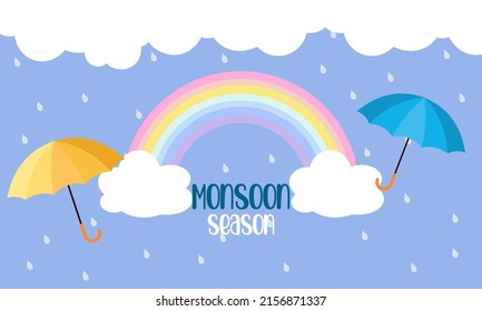Composición de la temporada del monzón con diseño plano
