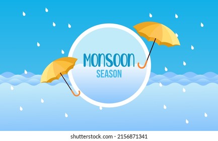 Monsoon season composition with flat design