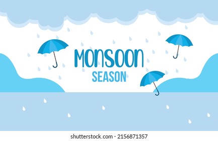 Monsoon season composition with flat design