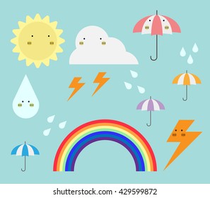 Monsoon season object element template for decoration banner poster flyer or advertising. Flat design for business financial marketing banking sale advertisement concept cartoon illustration.