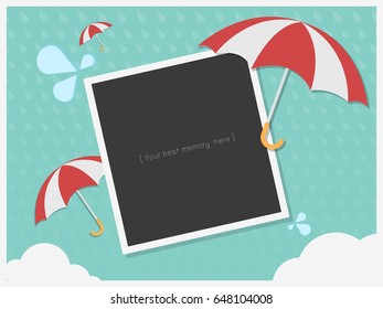 Monsoon season rainy day umbrella best memory, template background, Vector illustration.