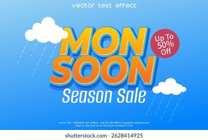 Monsoon season sale editable text effect template