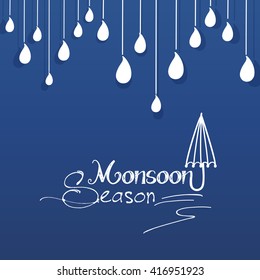 Monsoon Season wallpaper greeting card design with stylish line art text.
