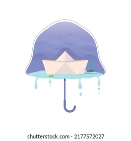 Monsoon Special paper boat vector flat design