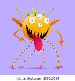 Monster with 4 eyes and tongue out