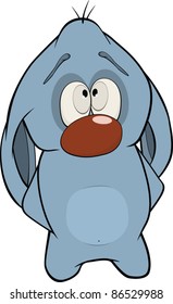 The monster. About a blue rabbit. Cartoon