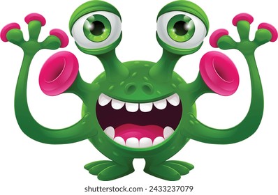 A monster alien cute friendly cartoon funny character or creature mascot