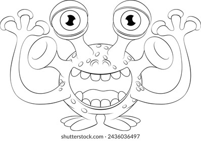 A monster alien cute friendly cartoon funny character or creature mascot