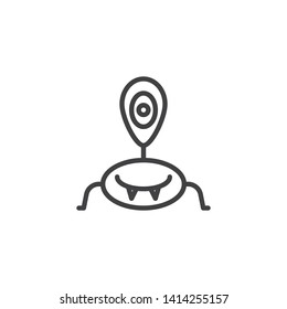 Monster alien line icon. Ufo invader linear style sign for mobile concept and web design. One eyed alien outline vector icon. Symbol, logo illustration. Vector graphics
