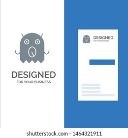 Monster, Alien, Space Grey Logo Design and Business Card Template. Vector Icon Template background