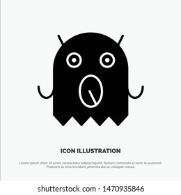 Monster, Alien, Space Solid Black Glyph Icon. Vector Icon Template background