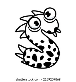 Monster Alphabet Coloring Book. Latin letters with faces. English alphabet coloring pages for kids with funny and sad monsters. Funny alphabet cartoon characters vector font. Vector illustration