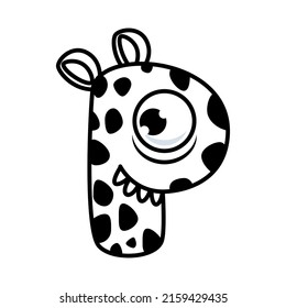 Monster Alphabet Coloring Book. Latin letters with faces. English alphabet coloring pages for kids with funny and sad monsters. Funny alphabet cartoon characters vector font. Vector illustration