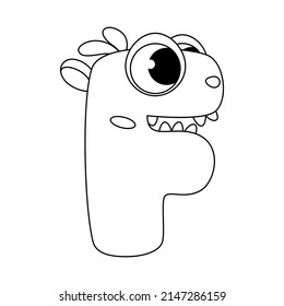 Monster alphabet coloring page book. Coloring page english alphabet for children with funny and sad monsters. Funny alphabet of cartoon characters vector font letters of comic monster creature faces