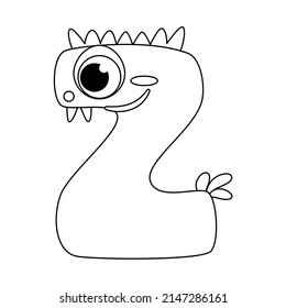 Monster alphabet coloring page book. Coloring page english alphabet for children with funny and sad monsters. Funny alphabet of cartoon characters vector font letters of comic monster creature faces