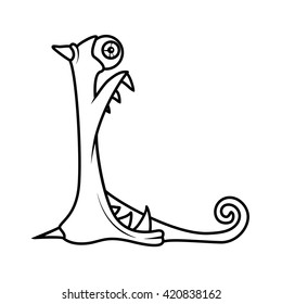 Monster alphabet coloring pages: letter L