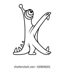 Monster Alphabet Coloring Pages: Letter K