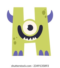 Monster Alphabet H Letter Vector Illustration