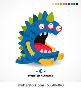 Monster alphabet. Letter C. Strange animal. Vector illustration on white background. Great children's print. The concept of a kid's toy.