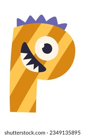 Monster Alphabet P Letter Vector Illustration