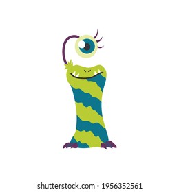 Monster alphabet symbol. Letter I of english alphabet shaped as monster. Children colorful cartoon funny fictional character isolated on white background