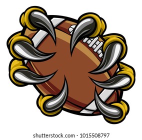 A monster or animal claw holding an American football ball