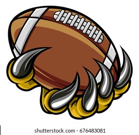 A monster or animal claw holding an American football ball