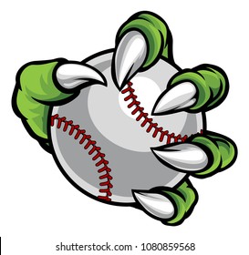 A monster or animal claw holding a baseball ball 