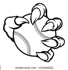 A monster or animal claw holding a baseball ball 