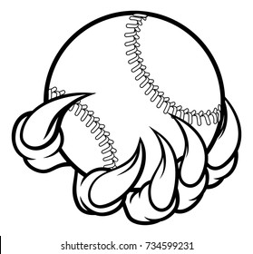 A monster or animal claw holding a baseball ball 