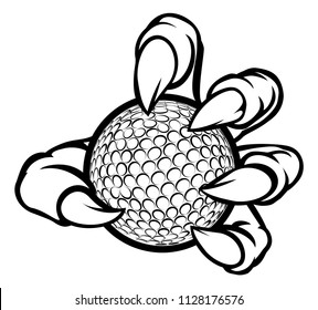 A monster or animal claw holding a golf ball 