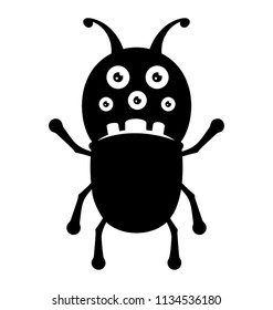 
A monster with ant shape having antennas on head and multiple eyes, ant monster 
