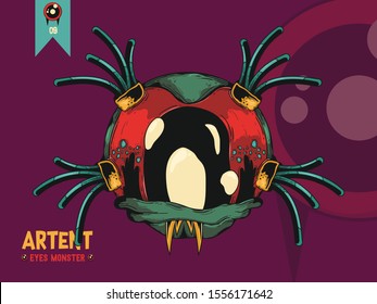 Monster Art . Vector Illustration Eyes Monster Edition. Monster Illustration For Printing And T-shirt. Vintage Poster Art, Design Character Art.  Art of Eyes Monster