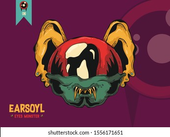 Monster Art . Vector Illustration Eyes Monster Edition. Monster Illustration For Printing And T-shirt. Vintage Poster Art, Design Character Art.  Art of Eyes Monster