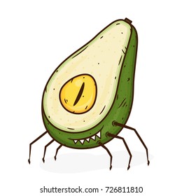 Monster avocado. Cartoon avocado.