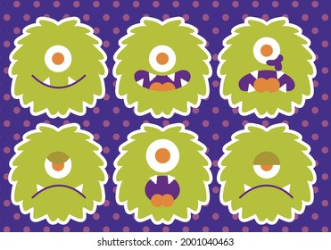 Monster-B-Gesichtsausdruck-Set-Rimed
