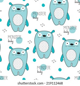 monster baby pattern vector illustration