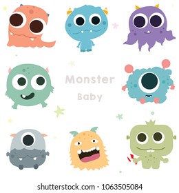 Monster baby for tale. illustration vector flat design. isolated in white background