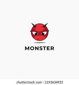 Monster ball with horns. Red devil icon