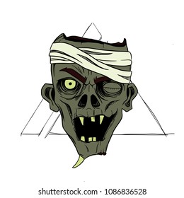 Monster with bandage in triangle background