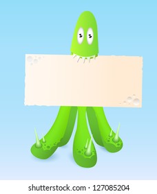Monster with banner. EPS8, RGB.